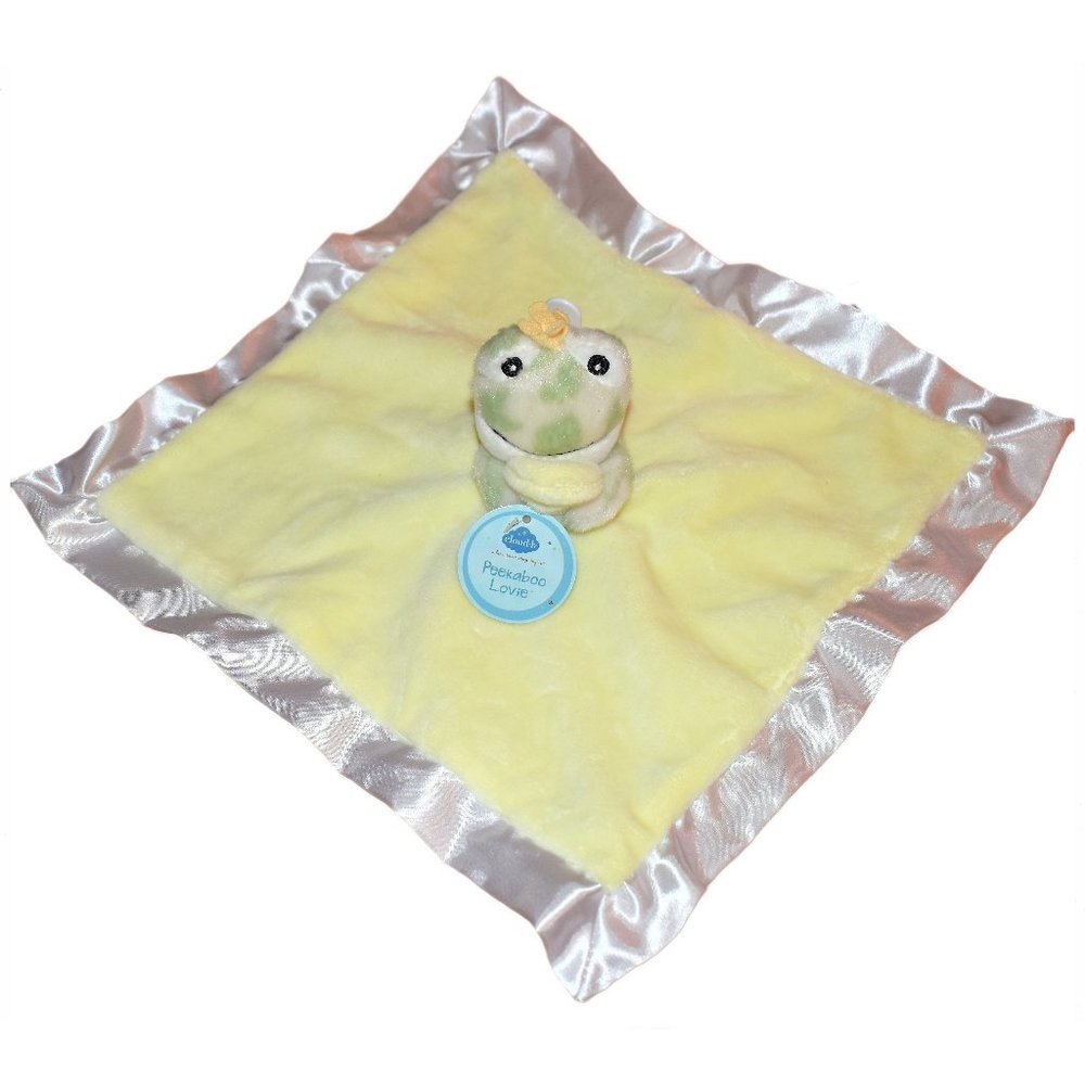 Frog Prince Security Blanket Yellow Green Peekaboo Lovie by Cloud B Lovey NWT